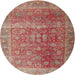 Round Traditional Light Copper Gold Persian Rug, tr3276