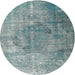 Round Traditional Grayish Turquoise Green Persian Rug, tr3277