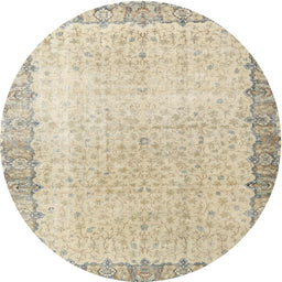 Round Traditional Khaki Gold Persian Rug, tr3281