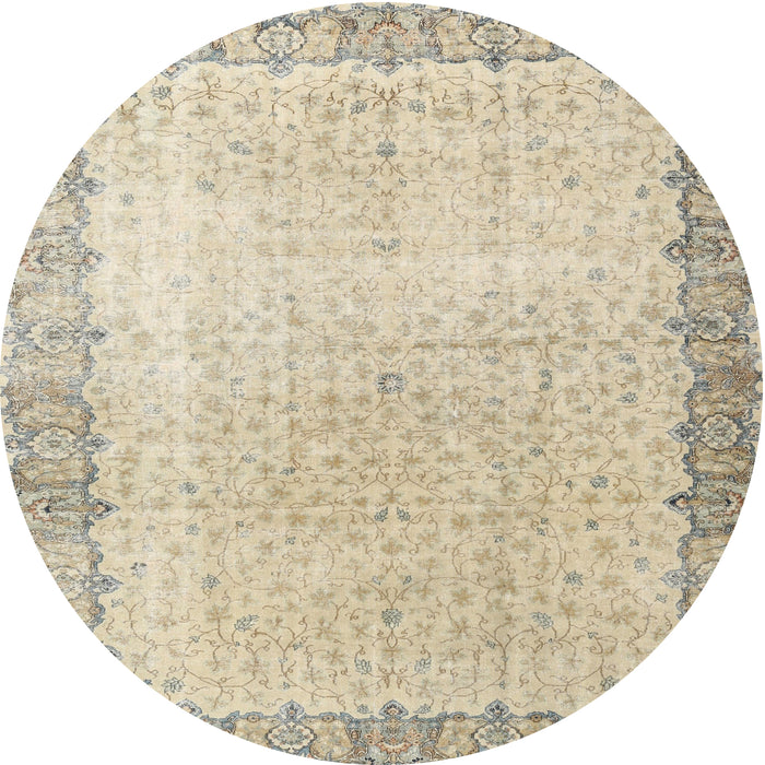 Square Machine Washable Traditional Khaki Gold Rug, wshtr3281