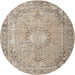 Round Traditional Dark Almond Brown Persian Rug, tr3282