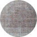 Round Traditional Dark Gray Persian Rug, tr3284