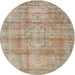 Round Traditional Dark Almond Brown Persian Rug, tr3285