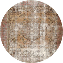 Square Machine Washable Traditional Dark Gold Brown Rug, wshtr3286