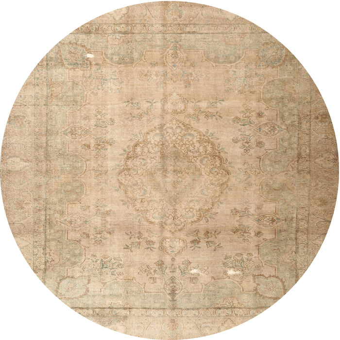 Square Machine Washable Traditional Sand Brown Rug, wshtr3287