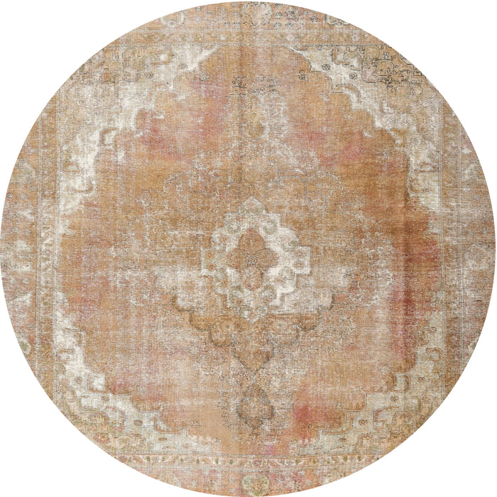 Round Traditional Brown Persian Rug, tr3288