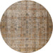 Round Traditional Brown Persian Rug, tr3289