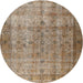 Square Machine Washable Traditional Brown Rug, wshtr3289