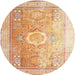 Round Traditional Brown Gold Persian Rug, tr328