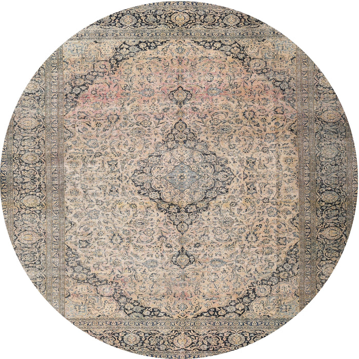 Round Traditional Brown Persian Rug, tr3290