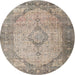 Round Traditional Brown Persian Rug, tr3290