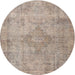 Square Machine Washable Traditional Dark Almond Brown Rug, wshtr3291