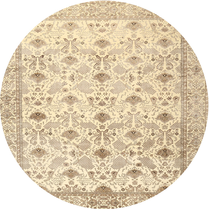 Square Machine Washable Traditional Khaki Gold Rug, wshtr3296