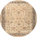 Square Machine Washable Traditional Brown Gold Rug, wshtr3297