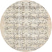 Round Traditional Light French Beige Brown Persian Rug, tr3298