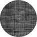 Round Traditional Charcoal Black Persian Rug, tr3299