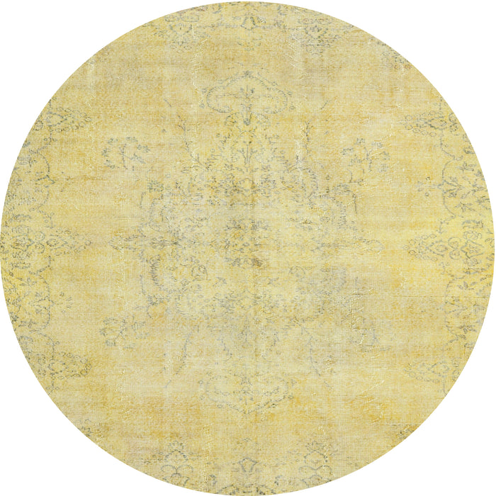 Round Traditional Metallic Gold Persian Rug, tr3300