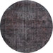 Round Traditional Granite Gray Persian Rug, tr3302