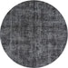 Square Machine Washable Traditional Charcoal Black Rug, wshtr3303