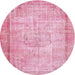 Square Machine Washable Traditional Dark Pink Rug, wshtr3305