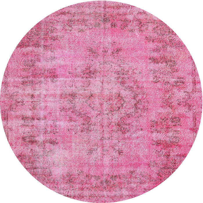 Square Machine Washable Traditional HotPink Rug, wshtr3307