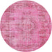 Round Traditional Hot Pink Persian Rug, tr3307