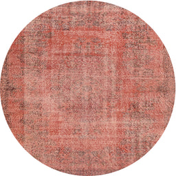Square Machine Washable Traditional Salmon Pink Rug, wshtr3311