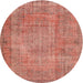 Square Machine Washable Traditional Salmon Pink Rug, wshtr3311