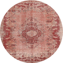 Round Traditional Red Medallion Rug, tr3312