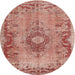 Round Traditional Red Medallion Rug, tr3312