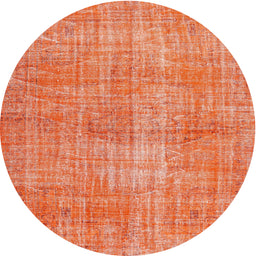 Round Traditional Coral Orange Persian Rug, tr3314