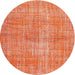 Round Traditional Coral Orange Persian Rug, tr3314