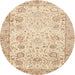 Square Machine Washable Traditional Khaki Gold Rug, wshtr3318