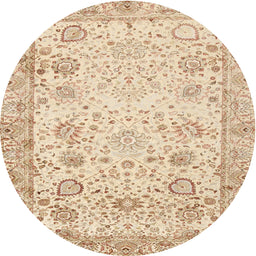 Round Traditional Khaki Gold Persian Rug, tr3318