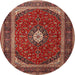 Square Machine Washable Traditional Copper Red Pink Rug, wshtr3320