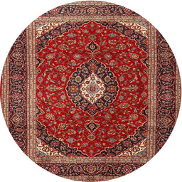 Round Traditional Copper Red Pink Persian Rug, tr3320