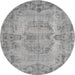 Square Machine Washable Traditional Silver Gray Rug, wshtr3322