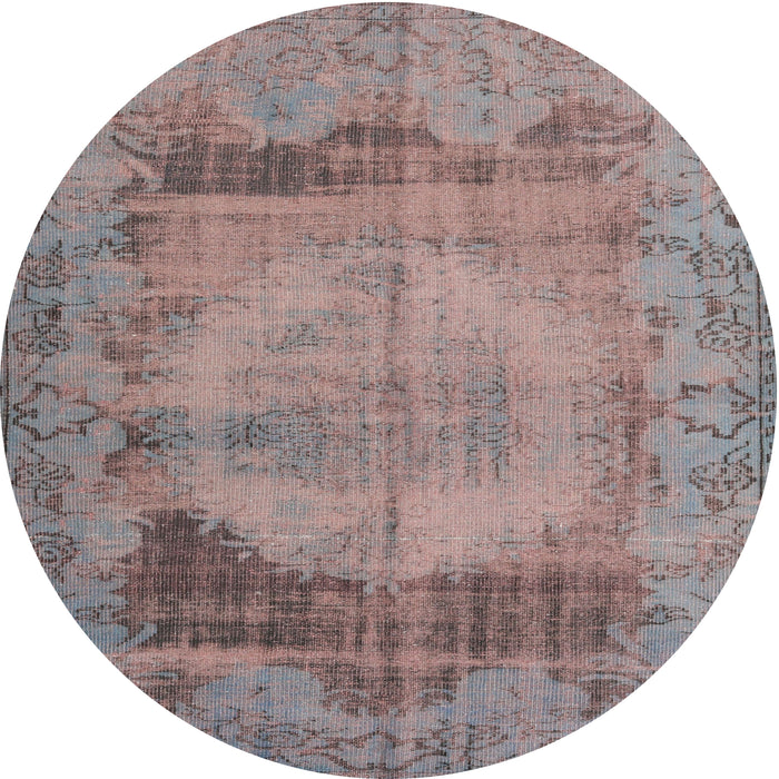 Round Traditional Mauve Taupe Purple Persian Rug, tr3324