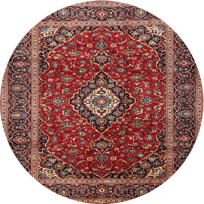 Round Traditional Orange Salmon Pink Medallion Rug, tr3325