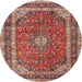 Square Machine Washable Traditional Tomato Red Rug, wshtr3326