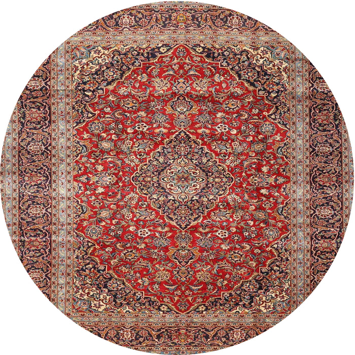 Round Traditional Saffron Red Medallion Rug, tr3327