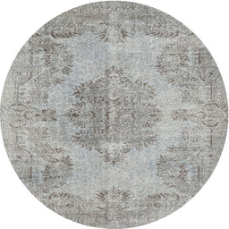 Round Traditional Silver Gray Persian Rug, tr3329