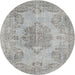 Round Traditional Silver Gray Persian Rug, tr3329