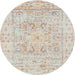 Round Traditional Light French Beige Brown Oriental Rug, tr332