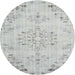 Square Machine Washable Traditional Dark Gray Rug, wshtr3332