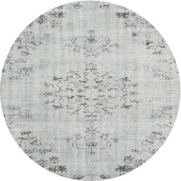 Round Traditional Dark Gray Persian Rug, tr3332