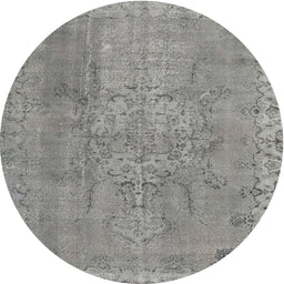 Round Traditional Gray Persian Rug, tr3338