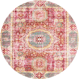Round Traditional Deep Peach Orange Persian Rug, tr333