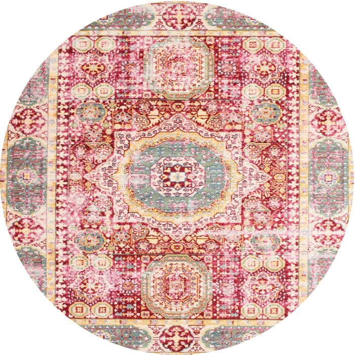 Round Traditional Deep Peach Orange Persian Rug, tr333