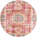 Round Traditional Deep Peach Orange Persian Rug, tr333